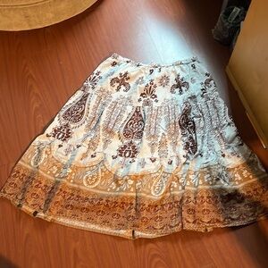 Linen blend elastic‎ waist band size 1X full skirt